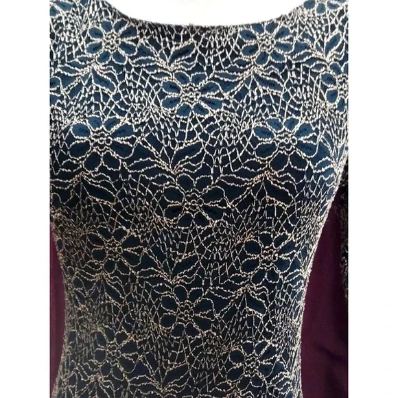 Candalite Womens Navy and Gold Gown Formal Dress Wedding Prom Cocktail Size S - Picture 2 of 5